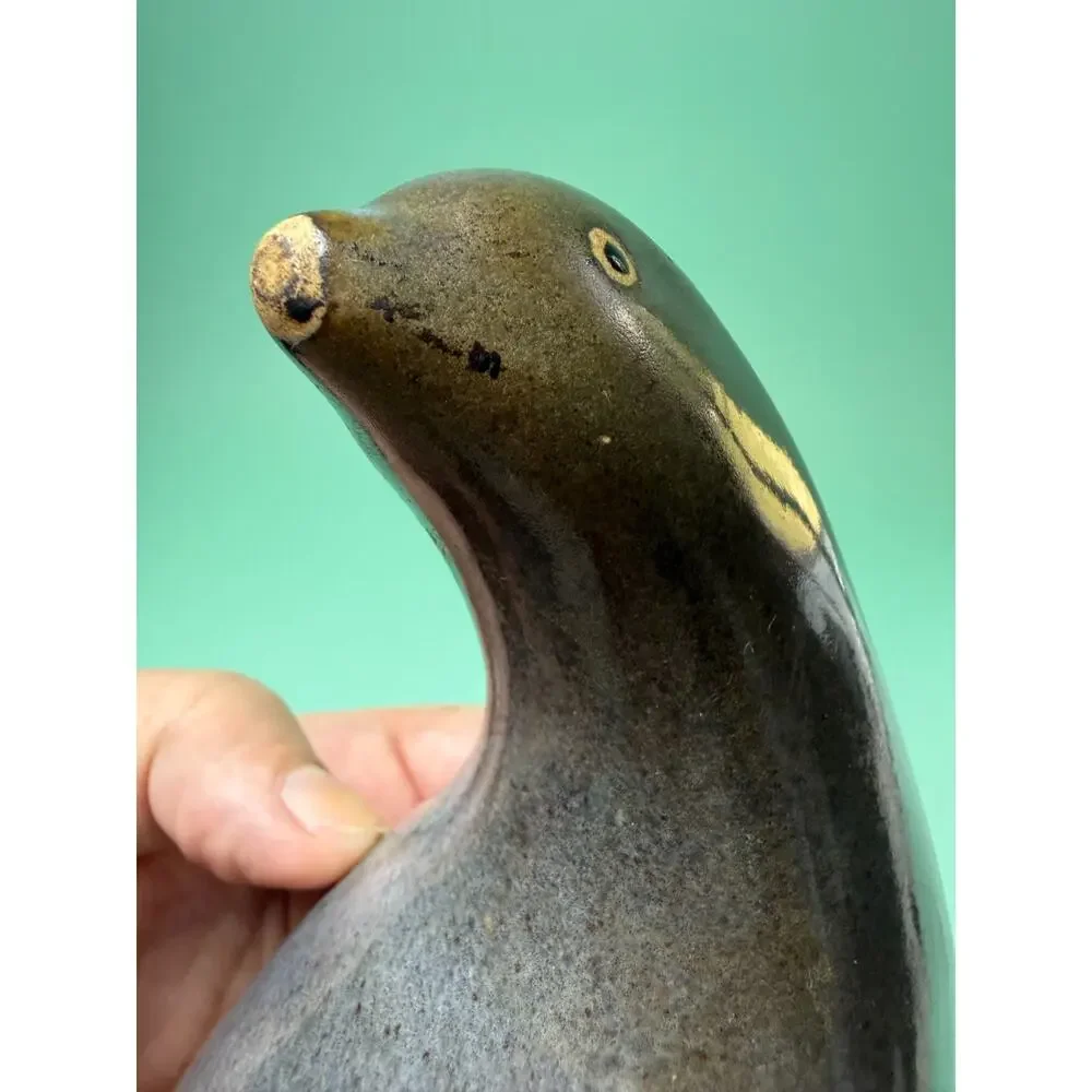 Vintage Smoky Mountain Tennessee Pottery Pigeon Bird Planter Feet MCM Blue Drip - Picture 8 of 9
